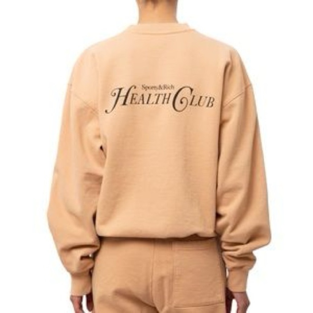 Sporty & Rich RIZZOLI CREWNECK tan size small health club sweatshirt